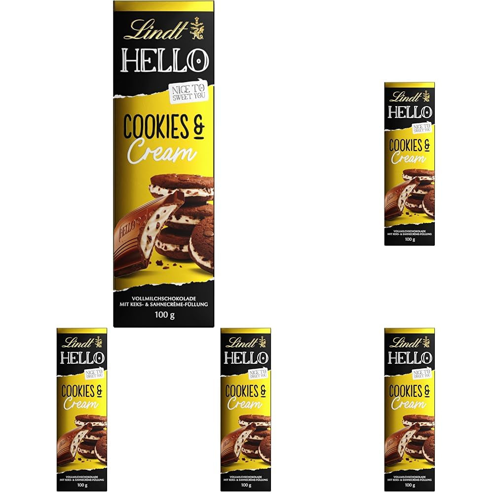 Lindt Hello Cookies & Cream Chocolate | Rúd 100g | Tejcsokoládé sütivel és tejszínes töltelékkel | Csokoládé | Csokoládé ajándék