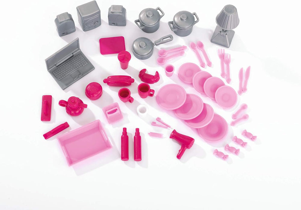 Simba 104661996 - Steffi Love Dreamhouse, Nagy játszóház, 4 szoba, BÁBOK NINCS, 84 cm magas, kétszintes, funkcionális csengő, összecsukható Naty Shop babaházak