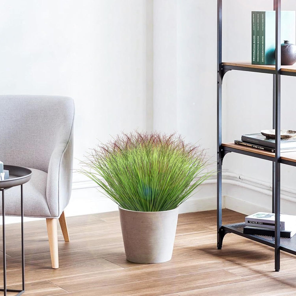 Künstliche Graspflanzen, Künstliche Sträucher, Weizengras, Künstliche Hohe Pflanzen Für Outdoor-Dekoration, Grüne Stiele, Unkraut Für Zimmer, Innenbereich, Heimdekoration (Grün-Roter Schwanz), 40