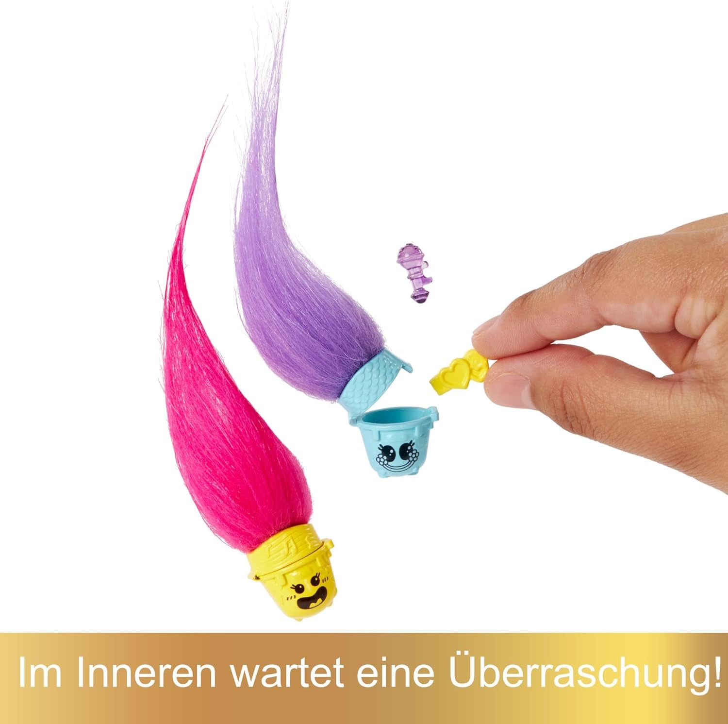 Mattel DREAMWORKS TROLLS Together Strong - Surprize păroase Poppy Queen Poppy, Viva, Branch And Guy Diamond Plush Hair, 2 Surprize păroase, Accesoriu, Pentru copii cu vârsta peste 3 ani, HNF10 Papusi Naty Shop