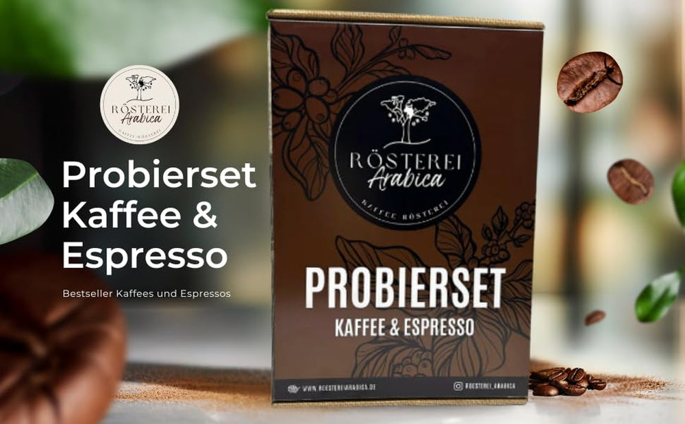 Probierset Kaffee und Espresso | Ganze Bohne oder Gemahlen – 6 Sorten Café & Espresso | Aromatisch & Vollmundig Perfekt zum Testen oder als Geschenk