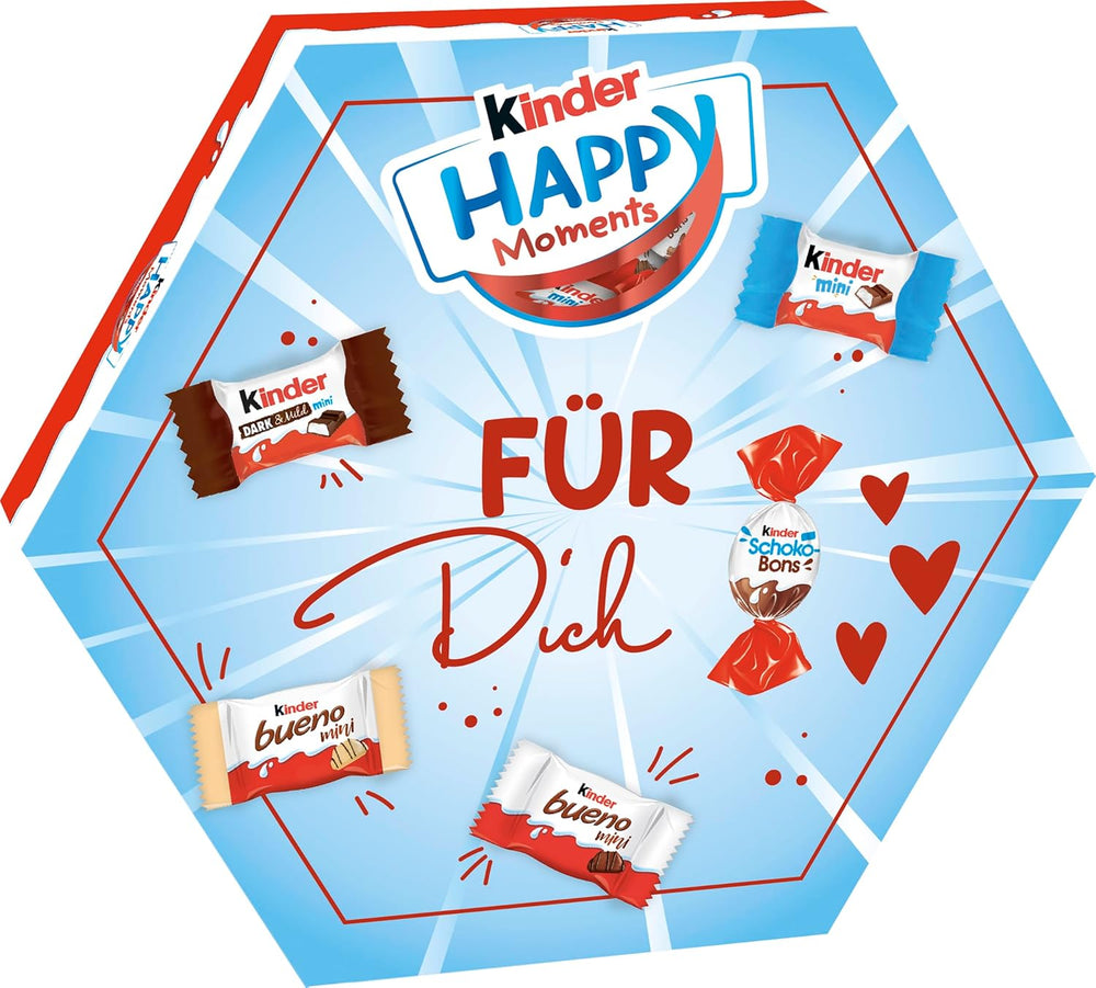 kinder Happy Moments Mini Mix - Valentin-napi ajándék neki és neki - A társasági élethez és a barátokkal és családdal való megosztáshoz - 161g