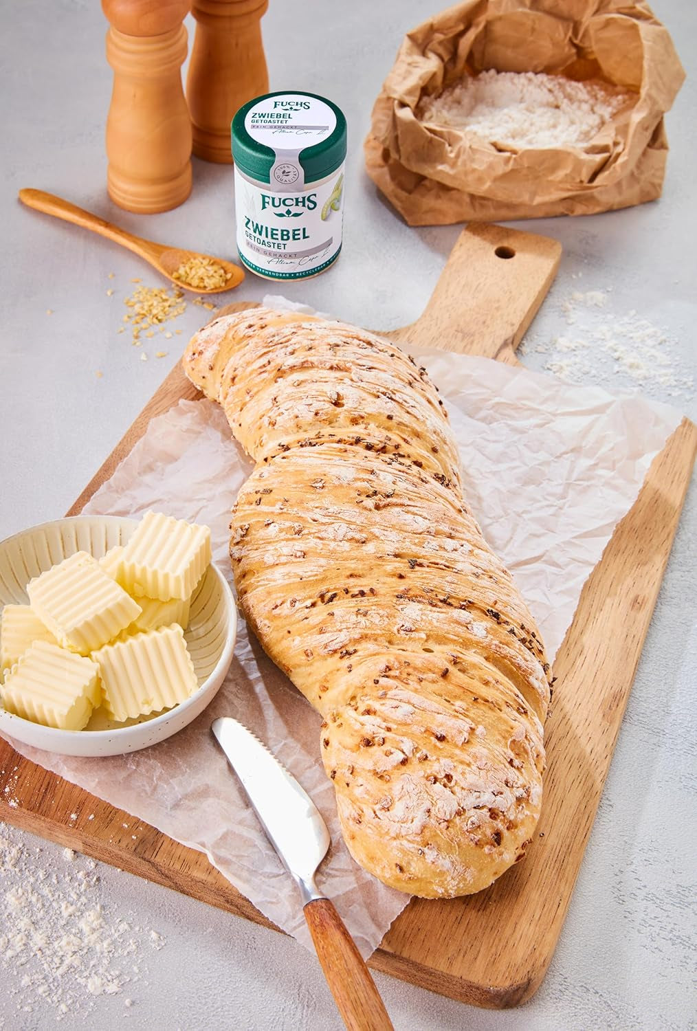 Fuchs Gewürze - Zwiebel getostat - finomra vágott Zwiebeln für Dips, Schmorgerichte oder Hamburger - természetes összetevők - 55 g wiederverwendbarerben, recyclebarer Dózis