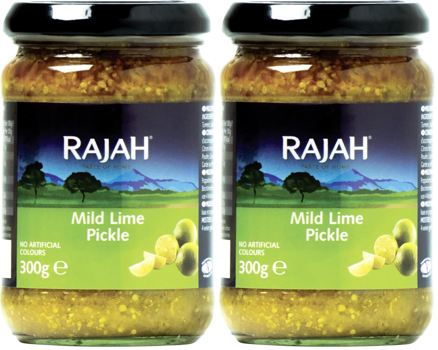 Rajah Mild Lime Pickle – Enyhe limelegte Limetten – Ideális als Begleitung zu Curry, Fleisch, Käse, Poppadums & Vorspeisen – 1 x 300 g
