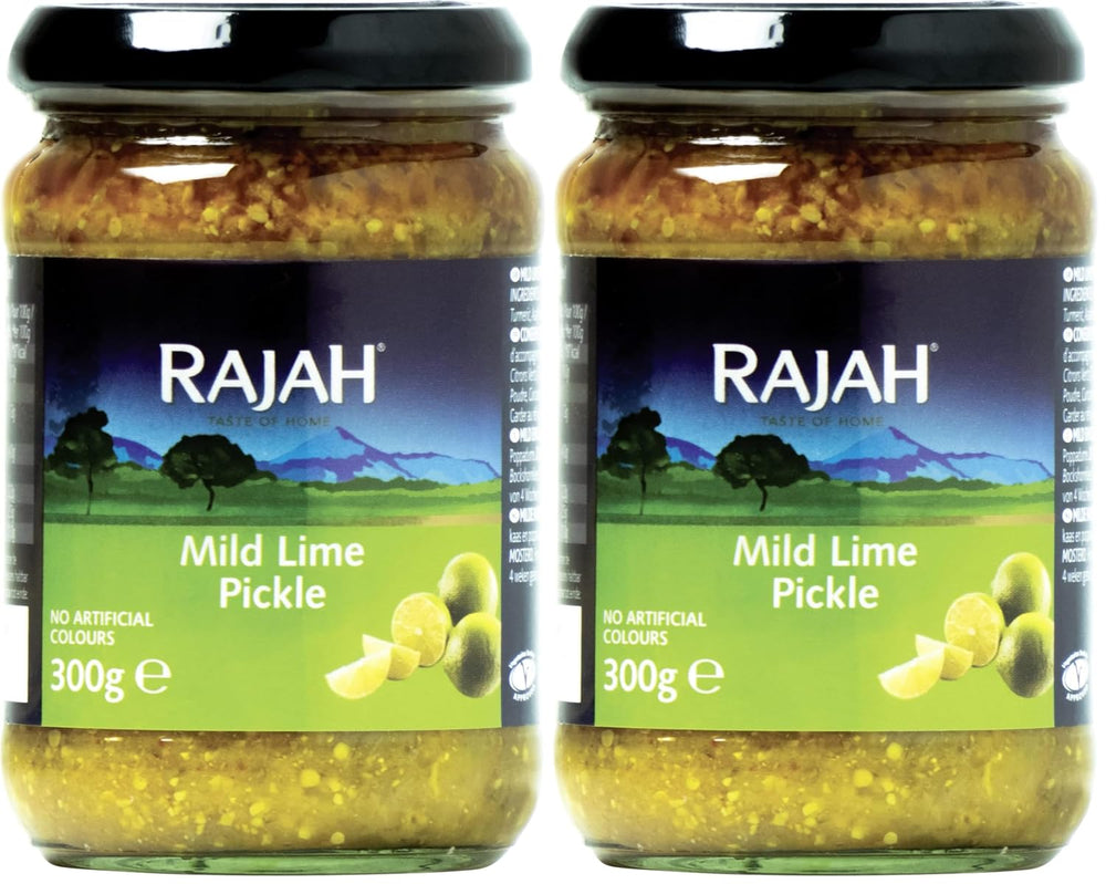 Rajah Mild Lime Pickle – Enyhe limelegte Limetten – Ideális als Begleitung zu Curry, Fleisch, Käse, Poppadums & Vorspeisen – 1 x 300 g