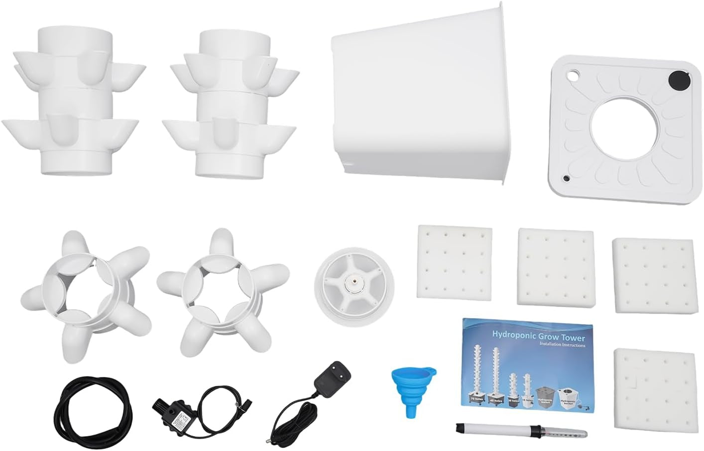30 kapszula hidroponikus torony, hidroponikus termesztőrendszer kerthez, aeroponikus termesztőkészlet 10 literes víztartállyal és hidratáló szivattyúval, függőleges aeroponikus termesztőkészlet gyógynövényekhez, gyümölcsökhöz, zöldségekhez