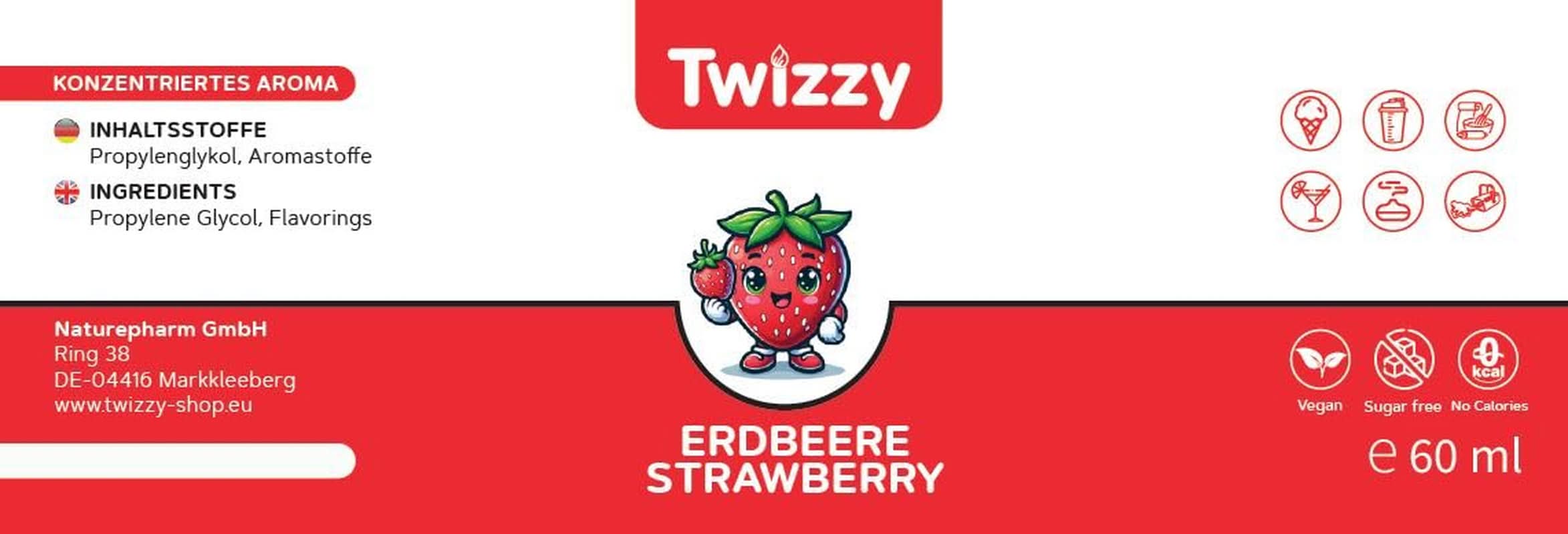 Twizzy koncentrált eper ízű, 60 ml Aromas Naty Shop