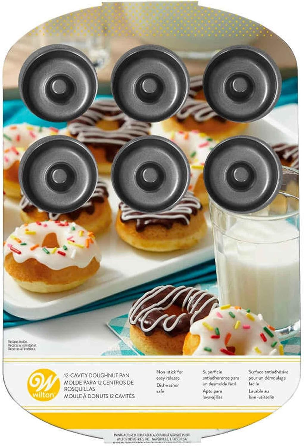 Wilton Donut-Backform Mit 12 Mulden Donutform, Hochwertige Donut Backform Mit Antihaftbeschichtung Für 12 Mini-Donuts, Spülmaschinenfest Formák és tálcák sütéshez Naty Shop