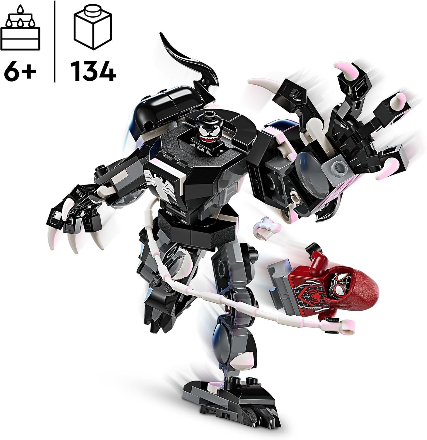 LEGO Marvel Venom Mech vs. Miles Morales mozgatható akciófigurák gyerekeknek Pókember szett szuperhőspárbaj minifigurákkal Játék Ajándék fiúknak és lányoknak 6 éves 76276 építőkészletek Besuche den LEGO-Store