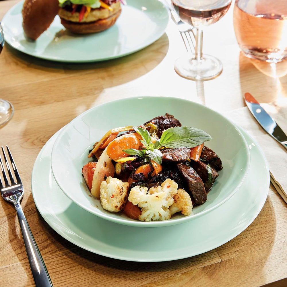 Serviciu de masă din sticlă opal, verde, 12 piese, pentru 4 persoane