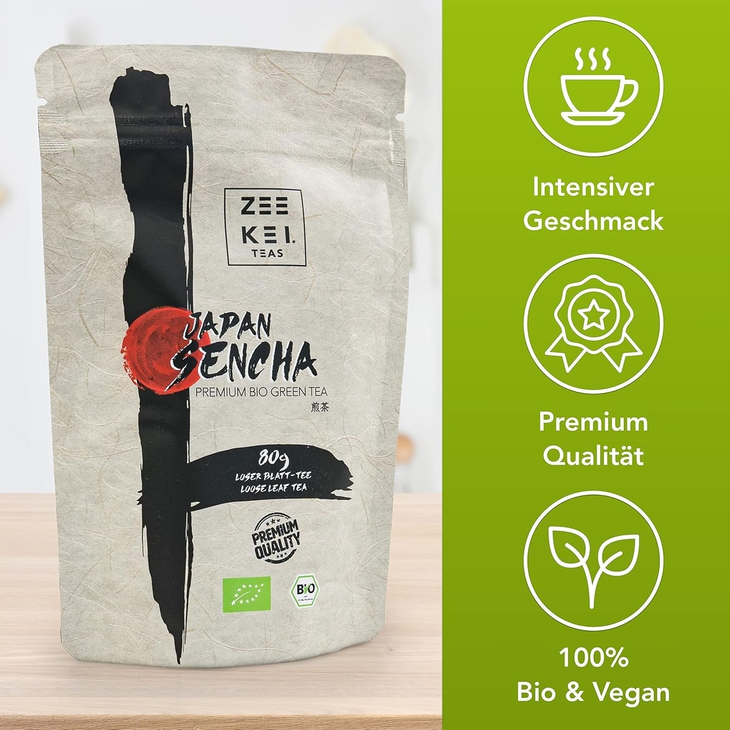 Matchamagic Sencha organic - Ceai verde japonez 80 g - Frunze vrac - Ceai verde aromat - Alternativă la Matcha