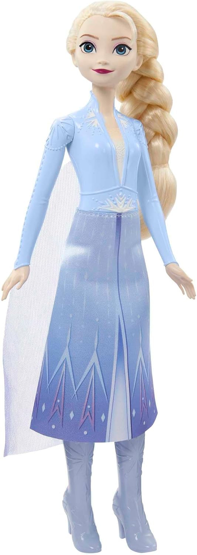 Mattel Disney Prinzessin Elsa Puppe, Die Eiskönigin Puppe im Reiseoutfit, kämmbare blonde Haare, beweglich, ausziehbarer Rock und Stiefel, Disney Geschenke, Spielzeug ab 3 Jahre, HLW48