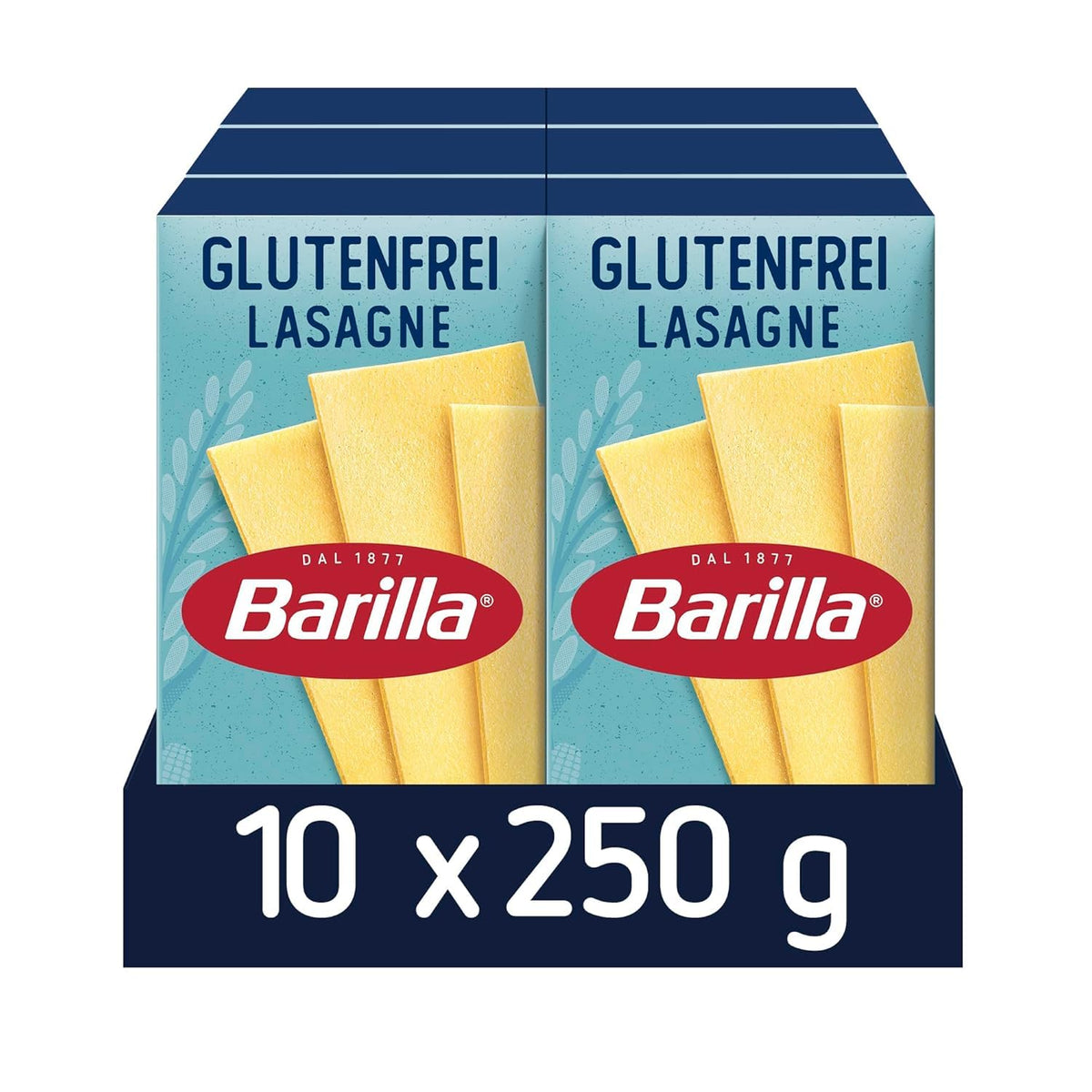 Barilla tészta gluténmentes lasagna, finom kukoricából és rizzsel, tökéletes cöliákiában vagy gluténérzékenységben szenvedőknek, 10 db-os (10 x 250 g) csomag