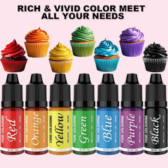 Colorant alimentar - Set de 7 coloranți alimentari de 12 ml pentru copt torturi - Colorant alimentar vibrant pentru decorarea torturilor, slime DIY, realizarea de slime
