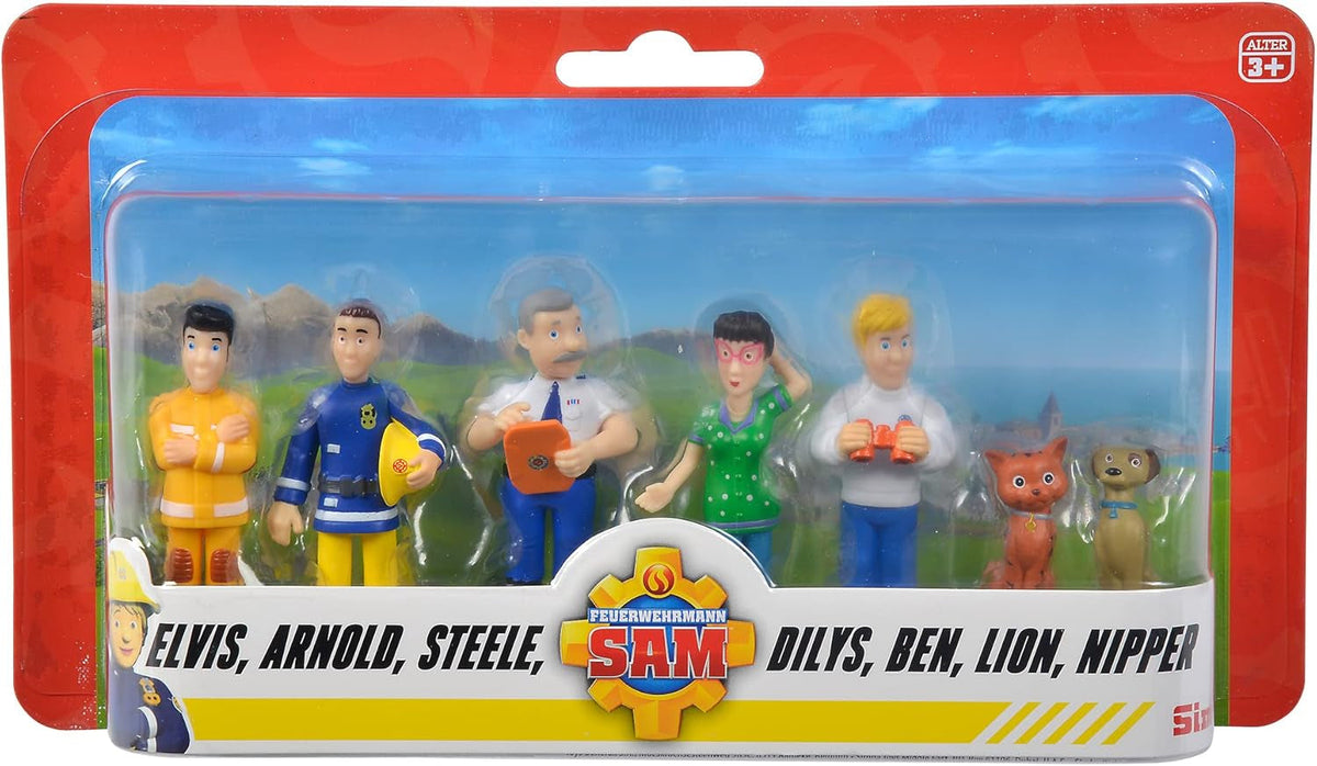 Simba 109252538 - Fireman Sam figurakészlet, 6 darab, 2 válogatott, csak egy változat, 5-7 cm-es játékfigurák, 3 éves akciófigurák Naty Shop alapértelmezett cím