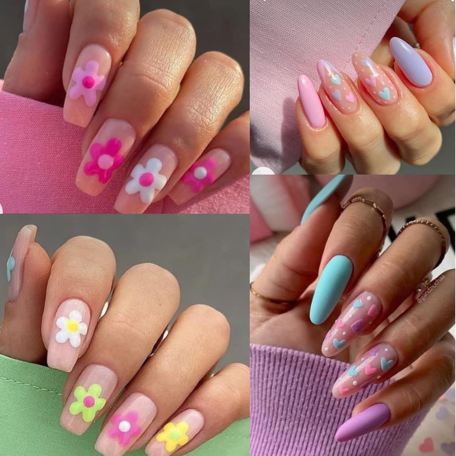 Nagelsticker Set Für Einzigartiges Nageldesign, 4 Blatt Frühlingsthemen Nail Art Zubehör, Perfekt Für 3D Gel Nägel Und UV Gel Strips