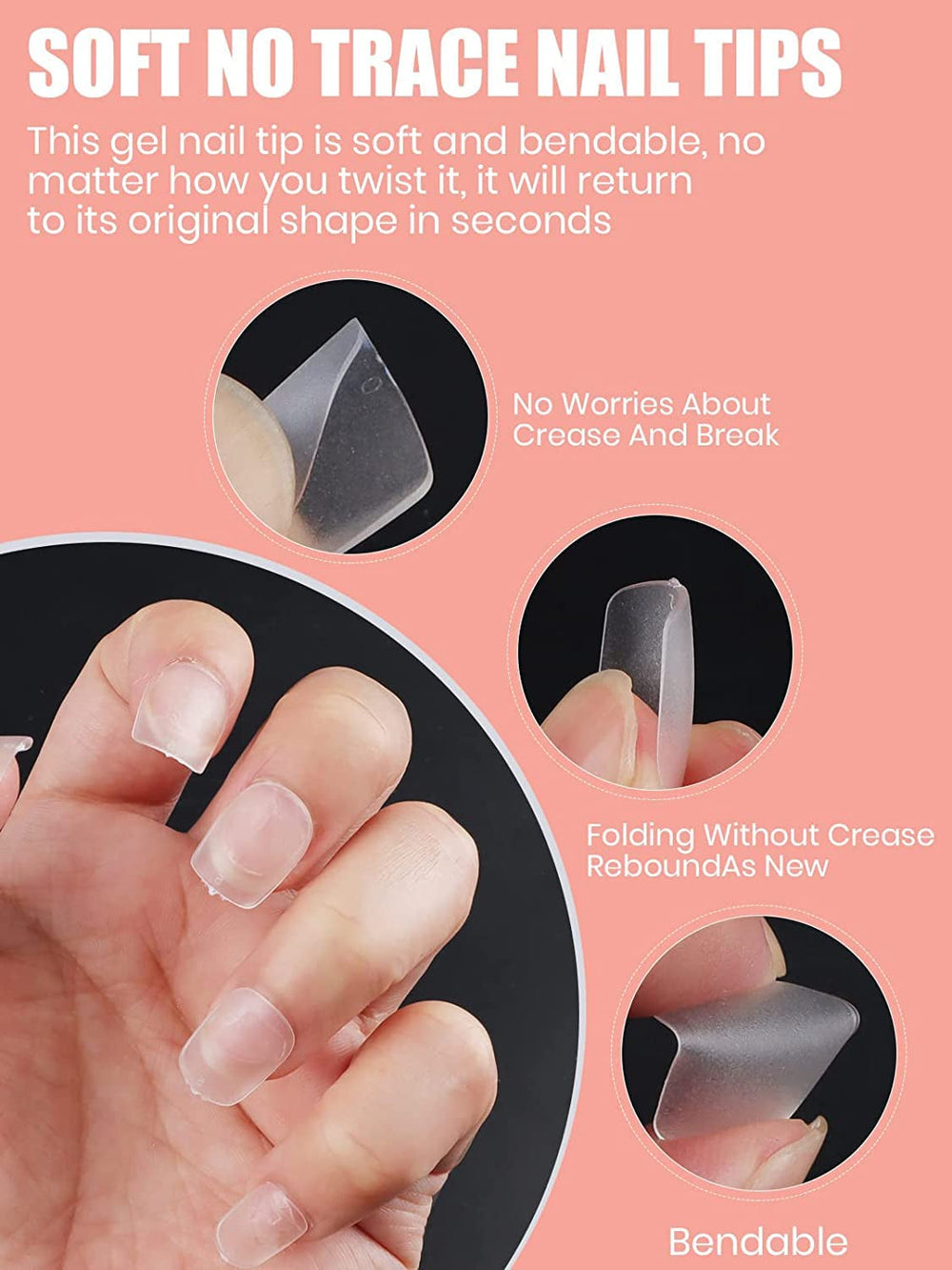 EBANKU 420 bucăți vârfuri de unghii scurte pătrate, vârfuri mate cu acoperire completă, vârfuri moi cu gel, vârfuri transparente pre-lustruite pentru unghii cu gel, vârfuri artificiale pentru extensii de unghii, 15 dimensiuni (scurte pătrate)