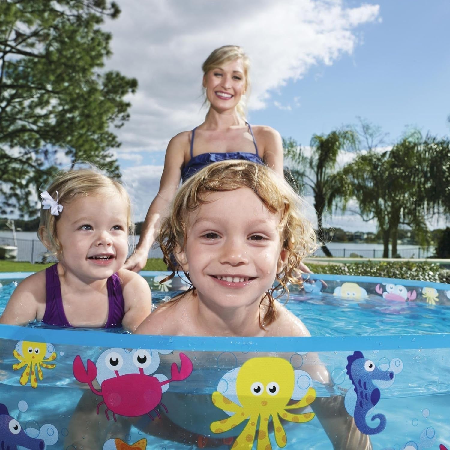 Gyermekmedence Bestway FillN Fun, Szikrázó tenger, 122 x 25 cm, BW55028, Többszínű, 122 x 122 x 25 cm