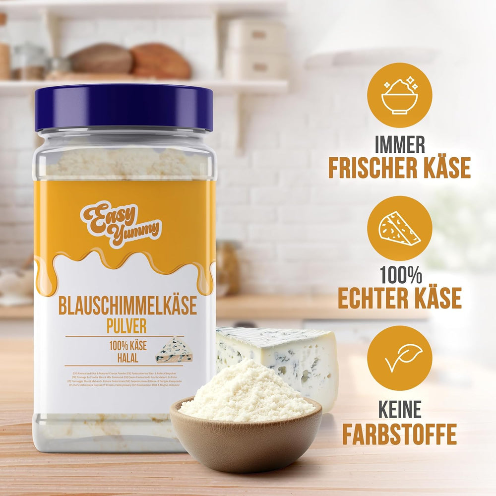 EASY YUMMY - Käsepulver 300g | Azonnali Käsegeschmack für Mahlzeiten & Snacks | Immer Bereit, Keine Kühlung Nötig | Aus 100% valódi sajt | Ideális akár pattogatott kukorica öntetként