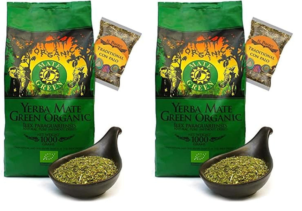 Ceai Mate Bio ● Yerba Mate Bio 1 kg ● Frunze organice vrac | 95% frunze mari 5% tulpini | Recoltat tradițional, uscat fără fum ● Ceai Mate brazilian ● 25 g El Pajaro