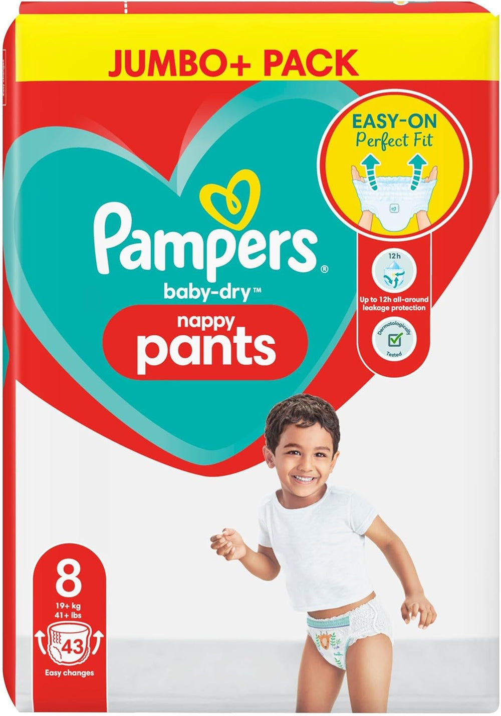 Pampers Baby-Dry pelenkák, 8-as méret, 43-as pelenkák, 19 kg-tól, Jumbo+ csomag