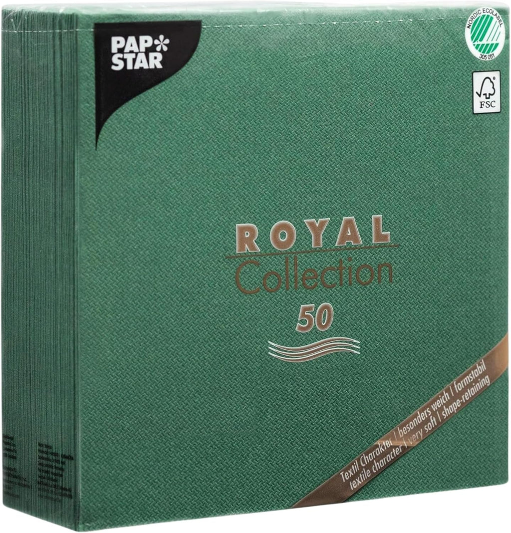 Șervețele Papstar / Șervețele Tissue Negre "Royal Collection" 40 X 40 Cm, 1/4-Fold, ideale pentru catering, gospodărie sau petreceri, #10452, 1 X 50Pack