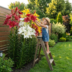 Óriás liliomhagymák gyűjteménye (15 virághagyma), 5 illatos fajta, színenként 5, holland Hardy évelő keverék a kertben (nagy hagymás, mag nélküli)