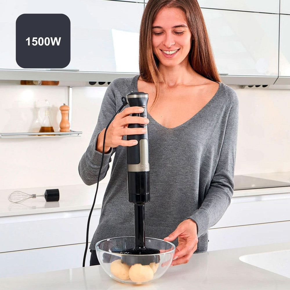 BLACK+DECKER Állványkeverő | BXHBA1500E | 1500 Watt | 20 Sebesség | Turbo | Edelstahl | Spritzschutz | Ide tartozik a Pürieraufsatz, Schneebesen, Zerkleinerer Und Messbecher Kitchen Naty Shop