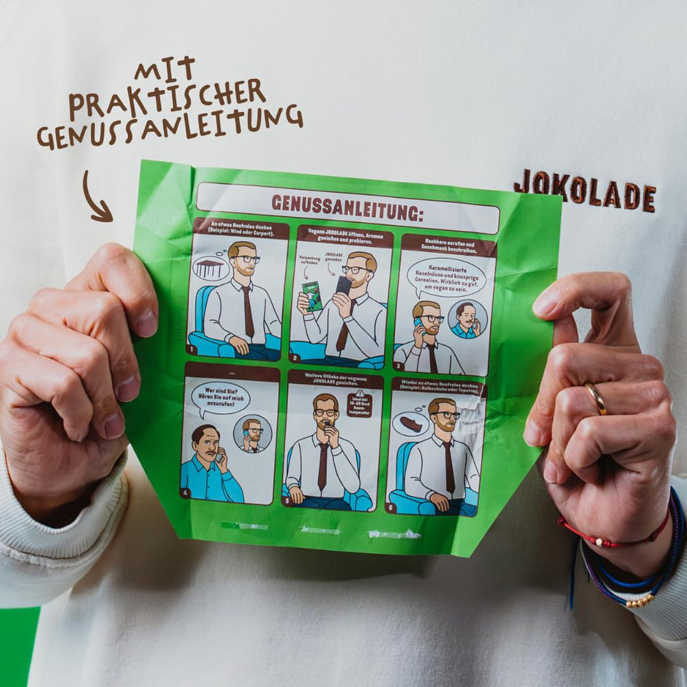 JOKOLADE 12 rúd x 140g Economy csomag | Karamellizált földimogyoróval és ropogós gabonafélékkel | Vegán és kakaómentes