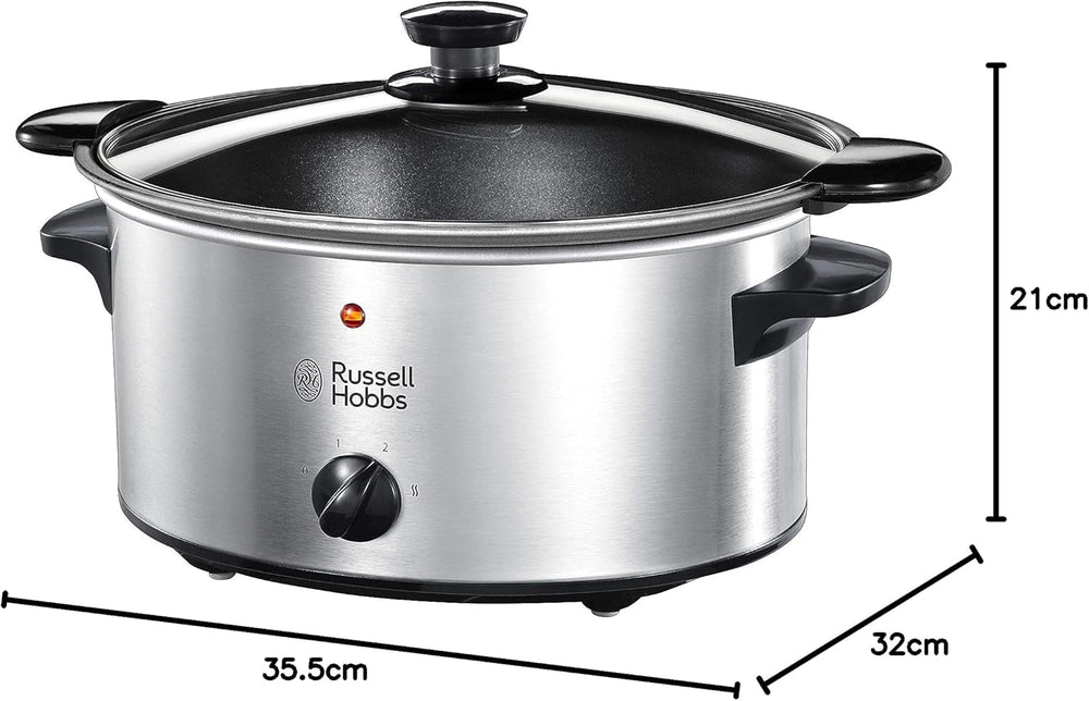 Russell Hobbs lassú tűzhely, 3,5 literes tapadásmentes, rozsdamentes acél, 3 hőmérséklet-beállítás és melegen tartás funkció, 160 W-os lassú tűzhely Naty Shop