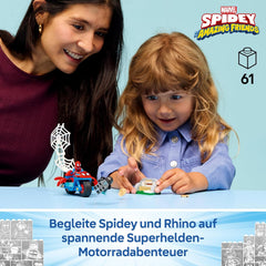 LEGO ǀ Marvel Spidey und Seine Super-Freunde Spidey auf Motorrad vs. Rhino - Superhelden Spielzeug mit Motorrad und 2 Minifiguren - Geschenk für Jungen ab 4 Jahren und Fans der Serie - 11206