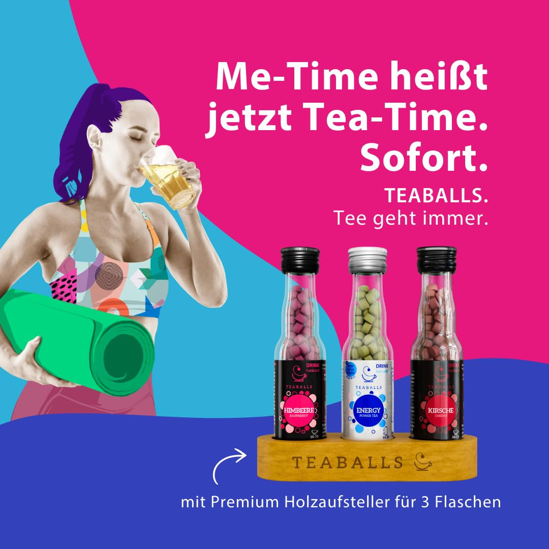 TEABALLS - Set de 3 POWER TEA MIX - ZMEURĂ, ENERGIE, CIREȘE Pentru aproximativ 120 de cești de ceai