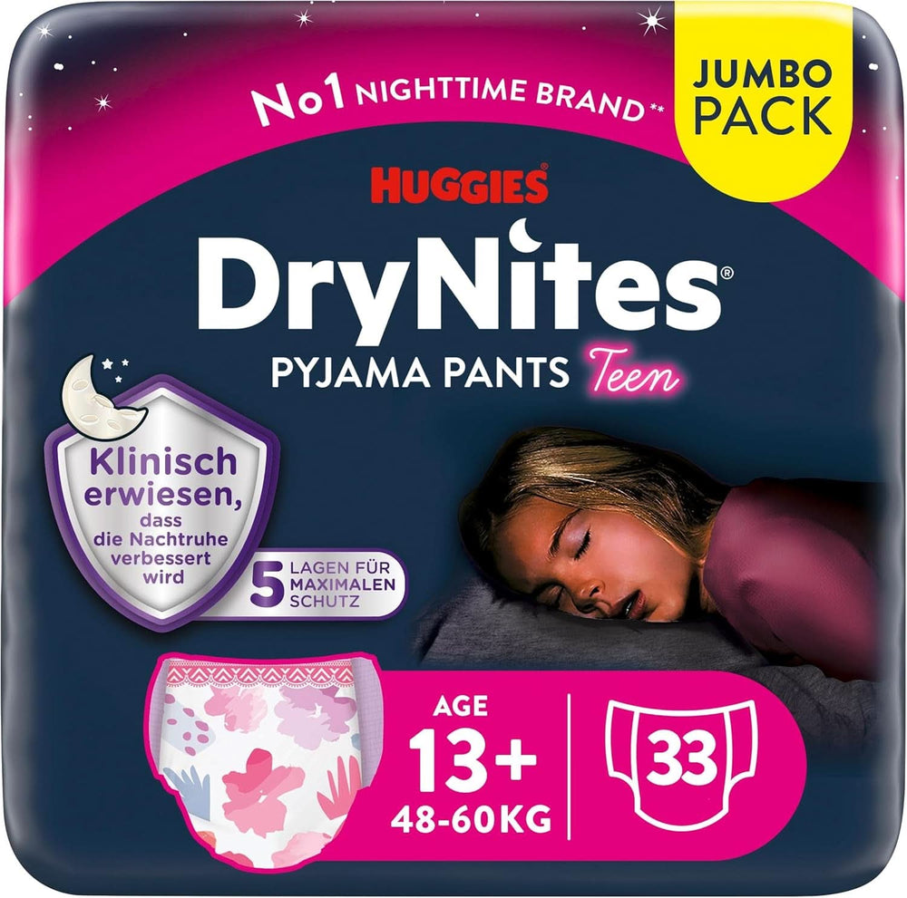 Huggies Drynites Nachtwindeln Bei Bettnässen, Für Mädchen Ab 13 Bis Ca. 17 Jahre (48-60 KG), 33 Stück (3X11), Jumbo-Monatspack, Pelenka-nadrág XL Kiegészítők Étel és szoptatás Baba Naty Shop