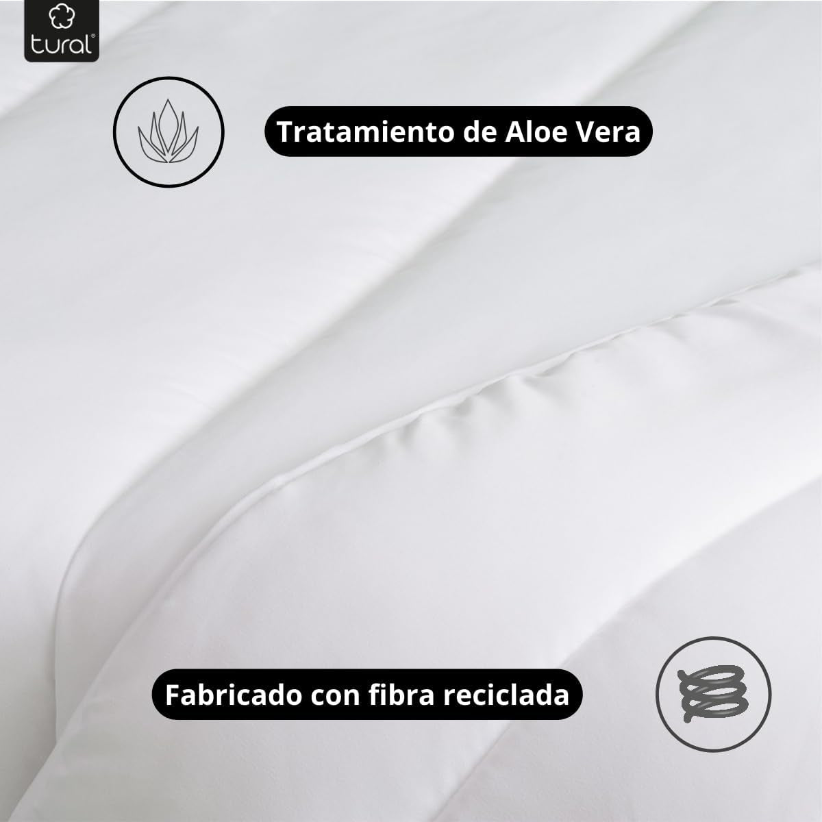 Tural - Plapumă 150 X 220 cm cu tratament Aloe Vera, umplere cu fibre 300 G/M², moale, respirabilă, certificată Oeko-Tex (alb, pat 90 cm) Plapumi si pilote Naty Shop