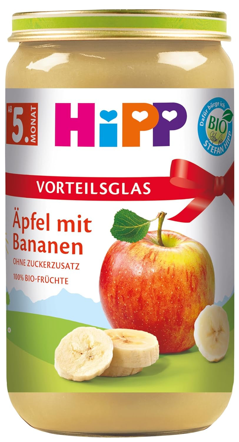 Alma banánnal és HiPP bio gyümölccsel (6 x 250g), 5 hónapos kortól, hozzáadott cukor nélkül, 100% gyümölcs, legjobb bio minőség