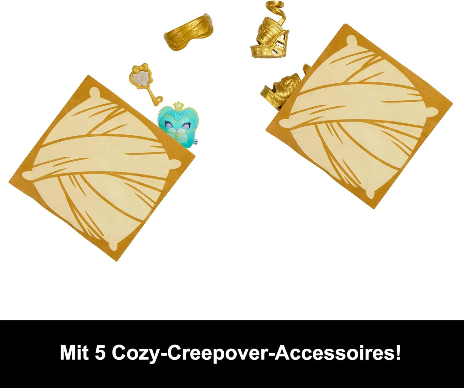 Păpuși și accesorii Monster High Buried Secrets, temă Cozy Creepover cu o păpușă misterioasă și 5 surprize la despachetare (figurinele pot varia), HYV64