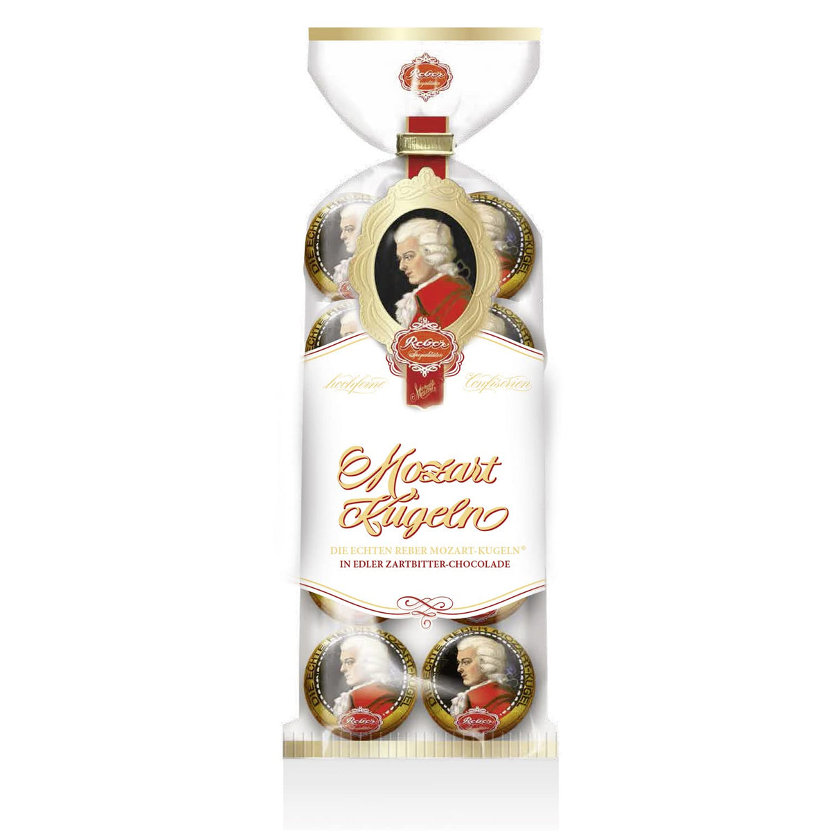 Reber Mozart Golyók - 8 darabos cukrásztáska - Eredeti Reber Mozart Golyók étcsokoládé, marcipán és nugát - 1 x 160g