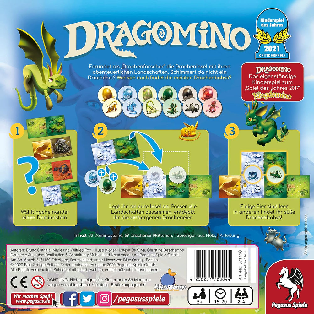 Pegasus Spiele 57111G – Dragomino *Az év gyermekjátéka 2021*, többszínű