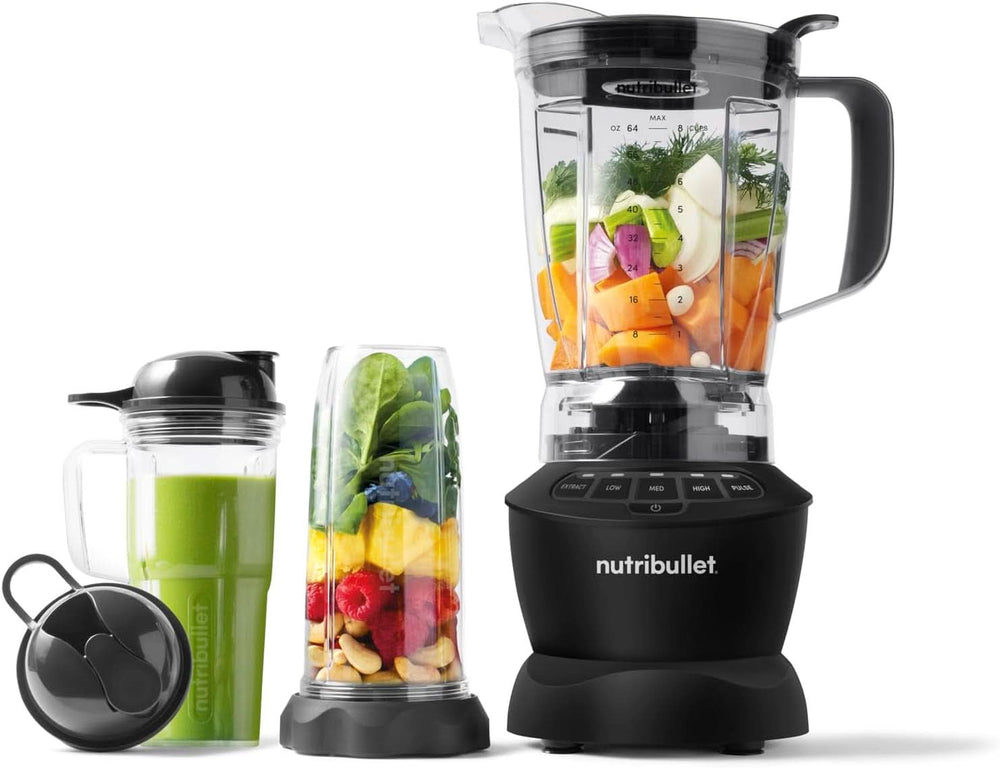 Nutribullet teljes méretű turmixgép, elektrischer keverő, többfunkciós Stabmixer, professzionális keverő, 1000 watt Leistung, 1,6 literes Becher, Grau, NBF450DG Kitchen Naty Shop Dunkelgrau 1200 watt