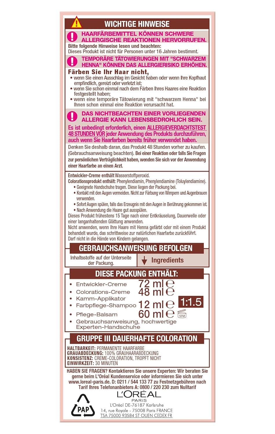 L'Oréal Paris Vopsea de păr permanentă pentru fiecare ton de piele, colorare fără amoniac, tonuri nude universale cu acoperire completă a părului gri, Excellence Creme, nr. 5U Castaniu deschis (maro), 1 buc Vopsea pentru par Naty Shop