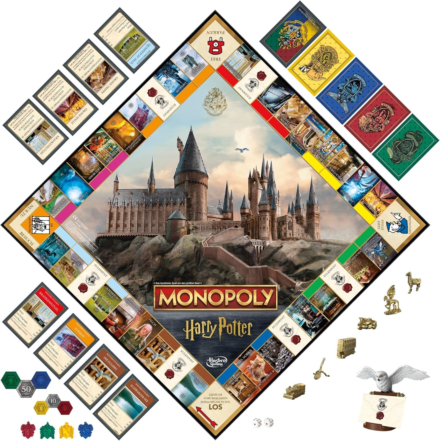 Monopoly Társasjáték Harry Potter Edition, családi játék 2-6 játékos számára, 8 éves kortól - német verzió