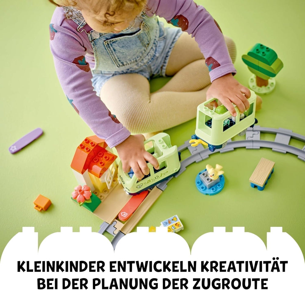 LEGO DUPLO Town interaktív kalandvonat, játékkészlet fényekkel és hangokkal a szerepjátékhoz, 2 évesek számára lehetővé teszi a pályák építését, 10427 óvodai oktatójáték építőkészletek Besuche den LEGO-Store