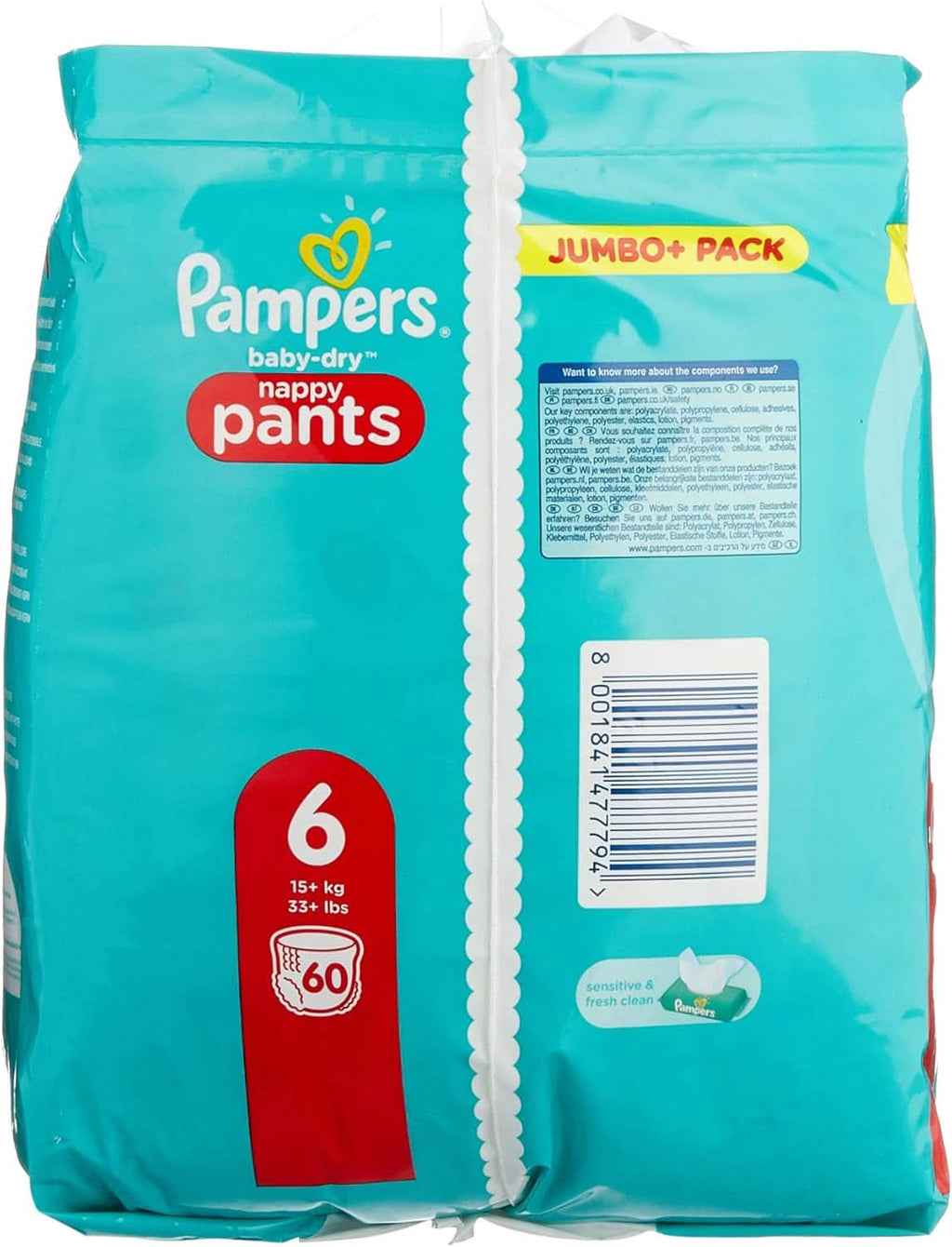 Pampers Baby-Dry Pants, Pantaloni scutec, alb, marimea 6, 60 scutece Mama si Copilul Naty Shop