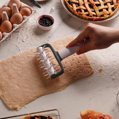 - 68802 - Küchenrollkissen, Tupfwalze, Nudelrolle, Verhindert Blasen im Teig, Ergonomischer Griff, 100% Abnehmbar, Spülmaschinenfest, Polipropilén, BPA-frei, 12x19,5 cm