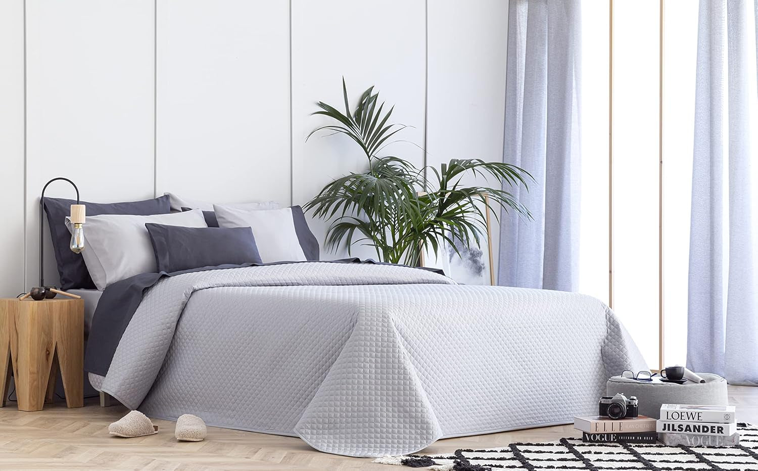 Cuvertură de pat Todocama Fine Boutique cu model Diamond, pentru primăvară, vară, toamnă și iarnă, 100% microfibră extra moale, cuvertură de pat multifuncțională, 105-200 X 260 cm, bej Paturi si Cuverturi Besuche den Todocama-Store Gri deschis Cama 105 - 200X260Cm