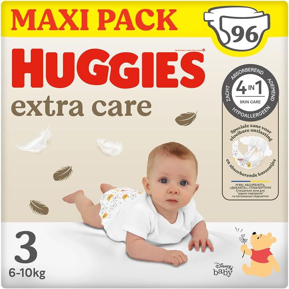 Huggies Extra Care pelenkák, 3-as méret (4-9 kg), 96-os kiszerelésben Mother and Child Naty Shop