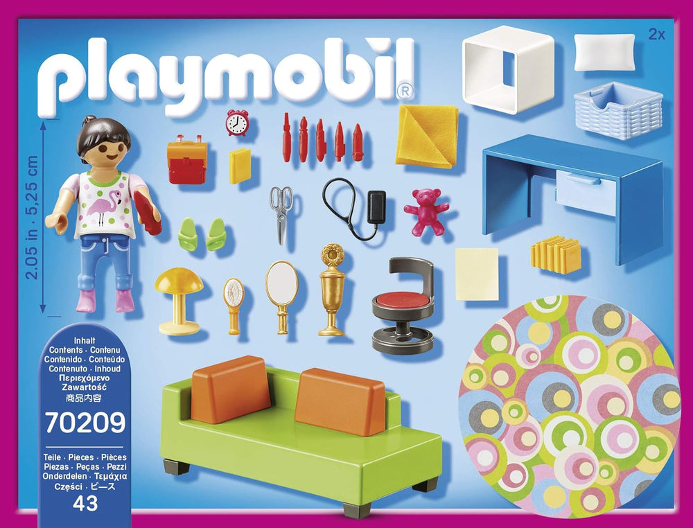 PLAYMOBIL babaház 70209 Ifjúsági szoba lányfigurával és kiegészítőkkel, 4 éves kortól Dollhouses Naty Shop