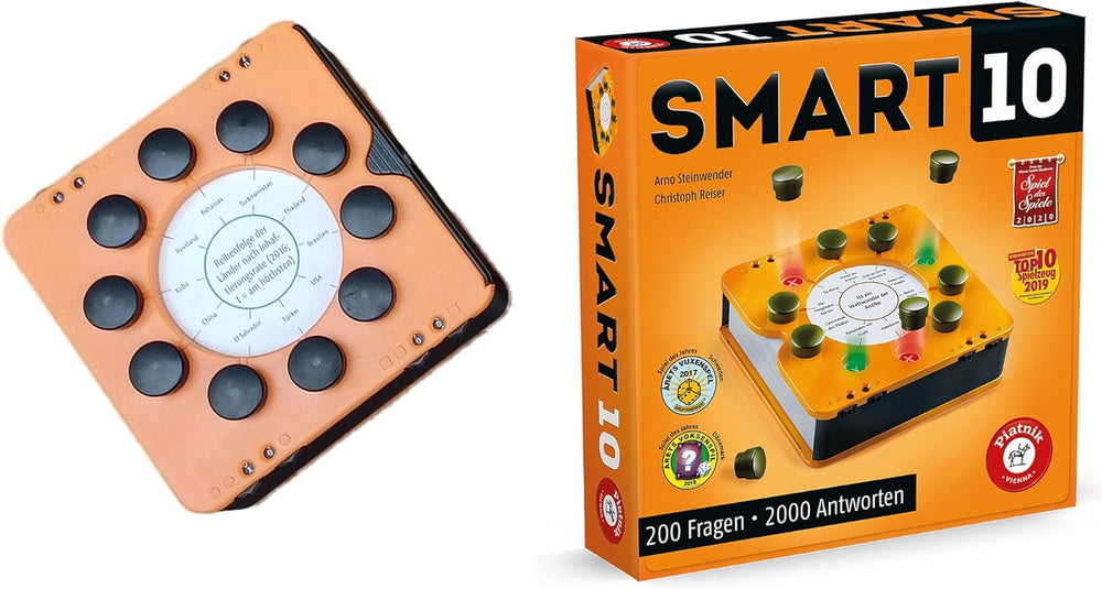 Piatnik 7167 - Smart 10 | Jocul de societate revoluționar de tipul „știu-tot” | Pentru pasionații de quiz | Cine este regele quiz-urilor? | Vârste 12+ | Întrebări de cunoștințe de la A la Z | Pentru acasă și în deplasare