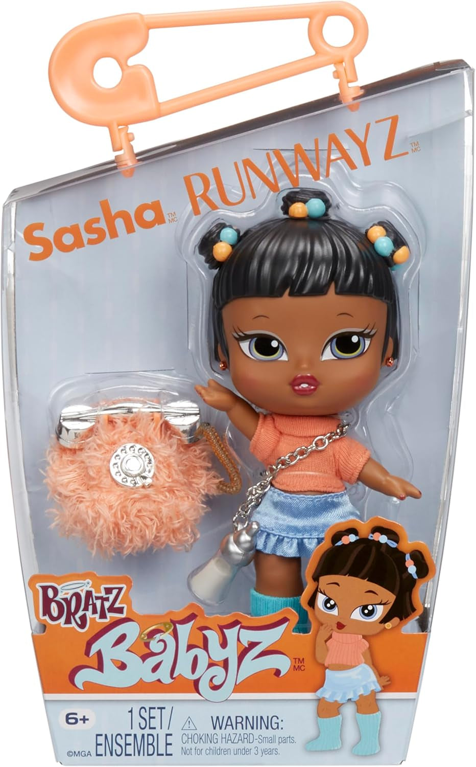 Bratz Babyz Runwayz Doll - Jade - 1 Sammel-Modepuppe mit Modischem Outfit, Niedliche Babypuppe mit einer Halskette, die Auch Als Schlüsselanhänger Dient - Kinderspielzeug - für Kids ab 6 Jahre