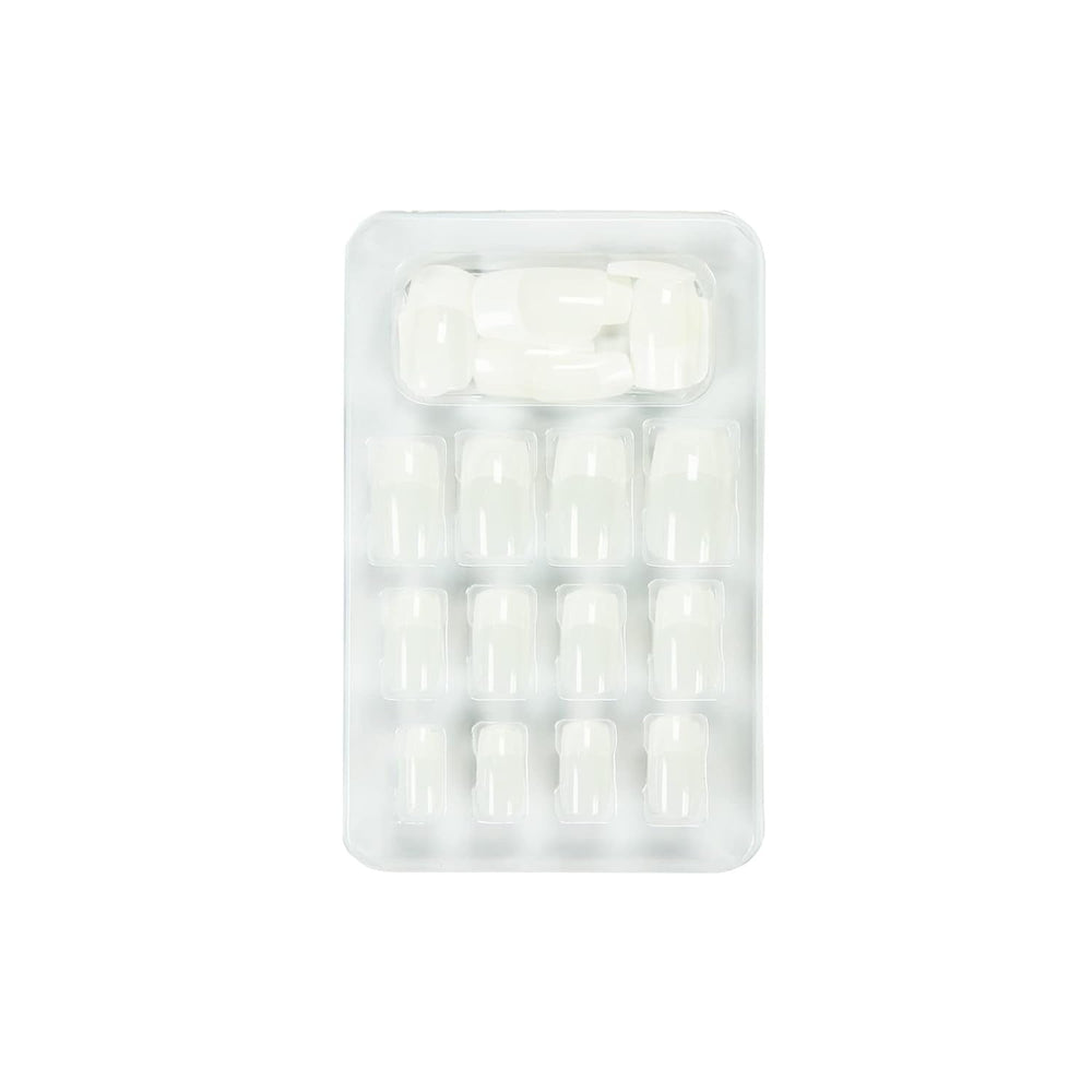 Glam'Up Paris – Unghii False – Acoperire Completă – Ușor de Utilizat – 24 Unghii False Per Cutie + Bandă Dublu Adezivă – Formă Pătrată XL – Nr. 3 – Manichiură Franceză, Alb